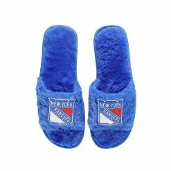 Flash Sale 😀 Unbranded 👩 Women's FOCO Royal New York Rangers Rhinestone Fuzzy Slippers ⌛