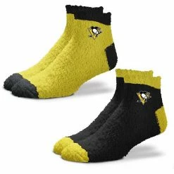 Promo ✔️ Unbranded 👩 Women's For Bare Feet Pittsburgh Penguins 2-Pack Team Sleep Soft 🧦 Socks 👏