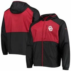 Cheap 🎁 Unbranded Men's Columbia Black/Crimson Oklahoma Sooners Flash Forward Hoodie Full-Zip Windbreaker Jacket ⌛
