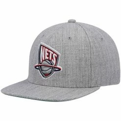Discount 🛒 Unbranded Men's Mitchell & Ness Heathered Gray New Jersey Nets Hardwood Classics Team 2.0 Snapback Hat 👏