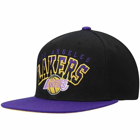 New ๐งจ Unbranded Men's Mitchell & Ness Black/Purple Los Angeles Lakers Hardwood Classics Gradient Wordmark Snapback Hat ๐