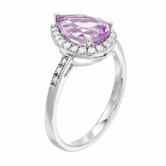 Promo ๐ Unbranded Sterling Silver Gemstone & Lab-Created White Sapphire Teardrop Ring Green Quartz ๐ - Image 2