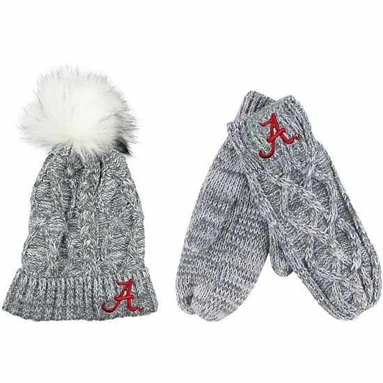Cheap ๐ Unbranded ZooZatz Gray Alabama Crimson Tide Cuffed Knit Pom Hat & Mittens Set โค๏ธ