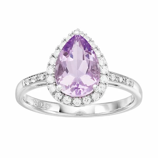 Promo ๐ Unbranded Sterling Silver Gemstone & Lab-Created White Sapphire Teardrop Ring Green Quartz ๐ - Image 3