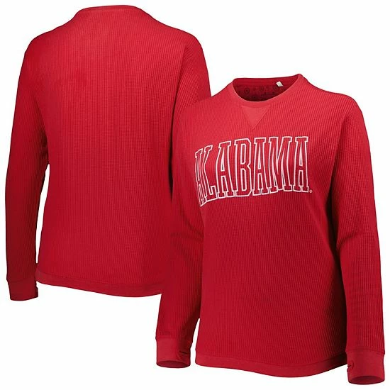 Outlet ๐ Unbranded ๐ฉ Women's Pressbox Crimson Alabama Crimson Tide Surf Plus Size Southlawn Waffle-Knit Thermal Tri-Blend Long Sleeve T-Shirt ๐