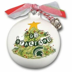 Top 10 ✔️ Unbranded Michigan State Spartans Tree Painted Ball Ornament ⭐