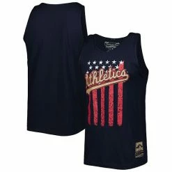 Best deal 🔔 Unbranded Men's Mitchell & Ness Navy Oakland Athletics Cooperstown Collection Stars And Stripes Tank Top 🔔