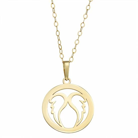 Cheapest 🥰 Unbranded 10k Gold Angel Wings Disc Pendant Necklace 🔥