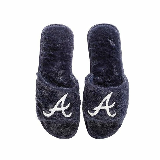 Best Sale ⭐ Unbranded 👩 Women's FOCO Navy Atlanta Braves Rhinestone Fuzzy Slippers ✨ - Image 2