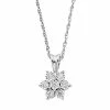 Deals 😀 Unbranded Sterling Silver 1/10 T.W. Diamond Cluster Flower Pendant Necklace 🌟