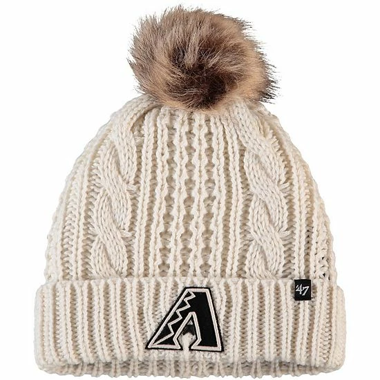 Discount 😍 Unbranded 👩 Women's '47 Cream Arizona Diamondbacks Meeko Cuffed Knit Hat With Pom ✨