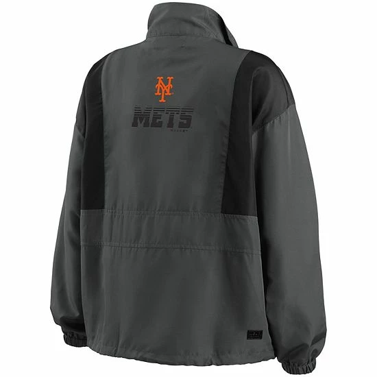 Cheapest ✔️ Unbranded 👩 Women's WEAR By Erin Andrews Charcoal New York Mets Packable Half-Zip Jacket ✨ - Image 4