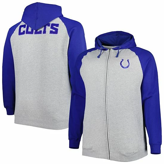 Budget โ Unbranded Men's Heather Gray Indianapolis Colts Big & Tall Fleece Raglan Full-Zip Hoodie Jacket ๐ฅ