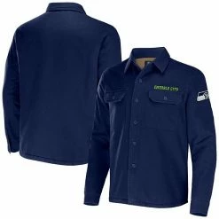 Best deal 🥰 Unbranded Men's NFL X Darius Rucker Collection By Fanatics College Navy Seattle Seahawks Canvas Button-Up 👚 Shirt Jacket ⭐