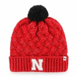 Buy ❤️ Unbranded 👩 Women's '47 Scarlet Nebraska Huskers Fiona Cuffed Knit Hat With Pom 🧨