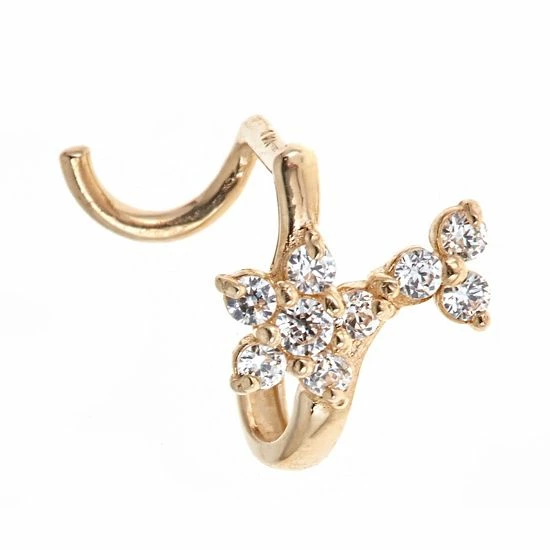 Budget ⭐ Unbranded 10k Gold Cubic Zirconia Flower U-Post Nose Ring 🤩