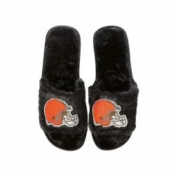 Brand new 😀 Unbranded 👩 Women's FOCO Black Cleveland Browns Rhinestone Fuzzy Slippers 👍