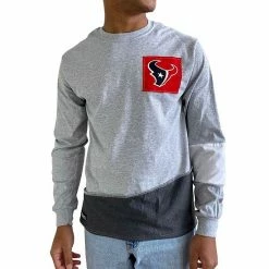 Promo 😉 Unbranded Men's Refried Apparel Gray Houston Texans Angle Long Sleeve T-Shirt 👍