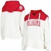 New 🔥 Unbranded 👩 Women's Pressbox White/Crimson Oklahoma Sooners Chicago 2-Hit Yoke Pullover Hoodie 🎉