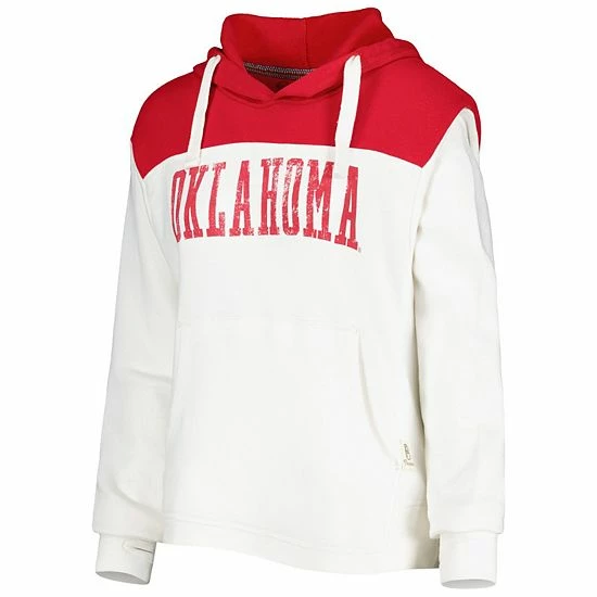 New 🔥 Unbranded 👩 Women's Pressbox White/Crimson Oklahoma Sooners Chicago 2-Hit Yoke Pullover Hoodie 🎉 - Image 3