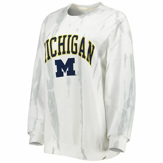 Deals ✨ Unbranded Men's League Collegiate Wear White/Silver Michigan Wolverines Classic Arch Dye Terry Crewneck Pullover Sweatshirt ✨ - Image 3