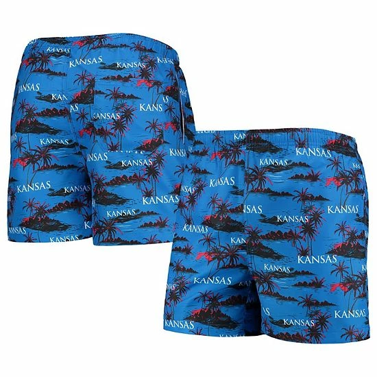 Budget 👍 Unbranded Men's FOCO Royal Kansas Jayhawks Island Palm Swim Trunks ❤️