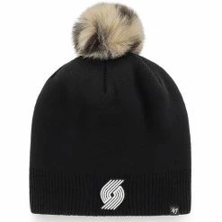 Best Pirce ✨ Unbranded 👩 Women's '47 Black Portland Trail Blazers Serengeti Knit Beanie With Pom 🥰