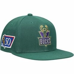 Budget 🎁 Unbranded Men's Mitchell & Ness Green Milwaukee Bucks 50th Anniversary Snapback Hat 🔔