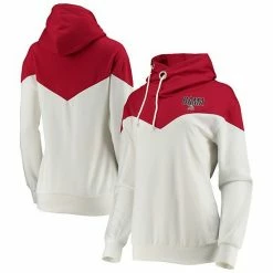 Best Pirce ❤️ Unbranded 👩 Women's Gameday Couture White/Crimson Alabama Crimson Tide Old School Arrow Blocked Cowl Neck Tri-Blend Pullover Hoodie 🎉