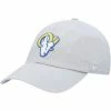 Hot Sale 😀 Unbranded Men's '47 Gray Los Angeles Rams Logo Clean Up Adjustable Hat 😀