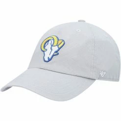 Hot Sale 😀 Unbranded Men's '47 Gray Los Angeles Rams Logo Clean Up Adjustable Hat 😀