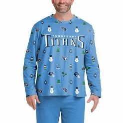 Best Pirce 👏 Unbranded Men's FOCO Light Blue Tennessee Titans Ugly Sweater Long Sleeve T-Shirt 🤩