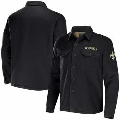Flash Sale 👏 Unbranded Men's NFL X Darius Rucker Collection By Fanatics Black New Orleans Saints Canvas Button-Up 👕 Shirt Jacket ⌛