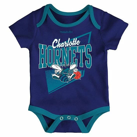 Deals ๐ Unbranded Newborn & Infant Mitchell & Ness Purple/Teal Charlotte Hornets 3-Piece Hardwood Classics Bodysuits & Cuffed Knit Hat Set ๐ฅ - Image 4