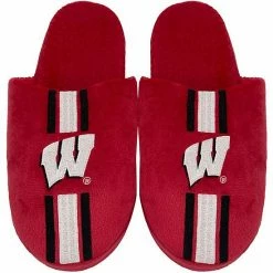 New 🔔 Unbranded Youth FOCO Wisconsin Badgers Team Stripe Slippers ⌛