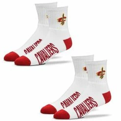 Buy ❤️ Unbranded 👩 Women's For Bare Feet Cleveland Cavaliers 2-Pack Quarter-Length 🧦 Socks 🥰