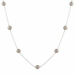 Brand new ✨ Unbranded Sterling Silver Freshwater Cultured Pearl Station Necklace Black 🎁