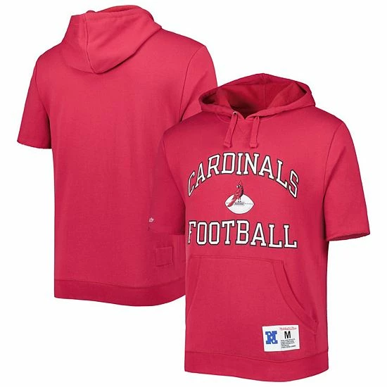 Best deal ๐ Unbranded Men's Mitchell & Ness Cardinal Arizona Cardinals Washed Short Sleeve Pullover Hoodie ๐