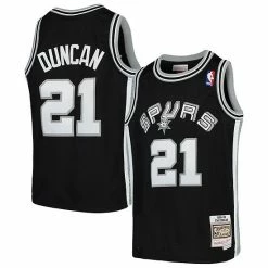 Promo 😍 Unbranded Youth Mitchell & Ness Tim Duncan Black San Antonio Spurs Swingman Throwback Jersey 🔥