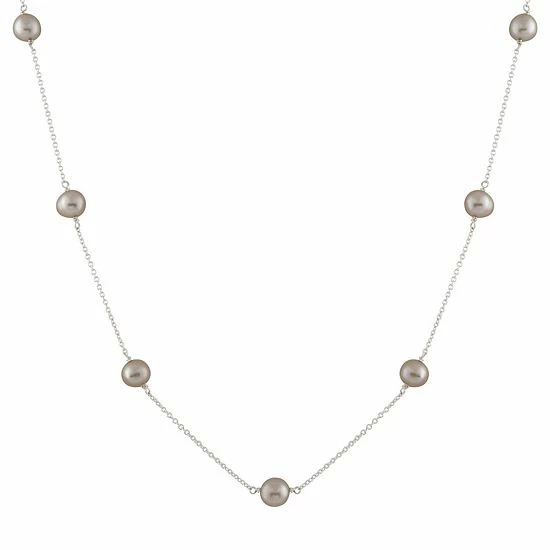 Brand new ✨ Unbranded Sterling Silver Freshwater Cultured Pearl Station Necklace Black 🎁 - Image 2