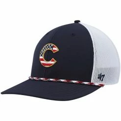 Flash Sale 🧨 Unbranded Men's '47 Navy/White Chicago Cubs Flag Fill Trucker Snapback Hat 🌟