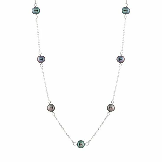 Brand new ✨ Unbranded Sterling Silver Freshwater Cultured Pearl Station Necklace Black 🎁 - Image 4