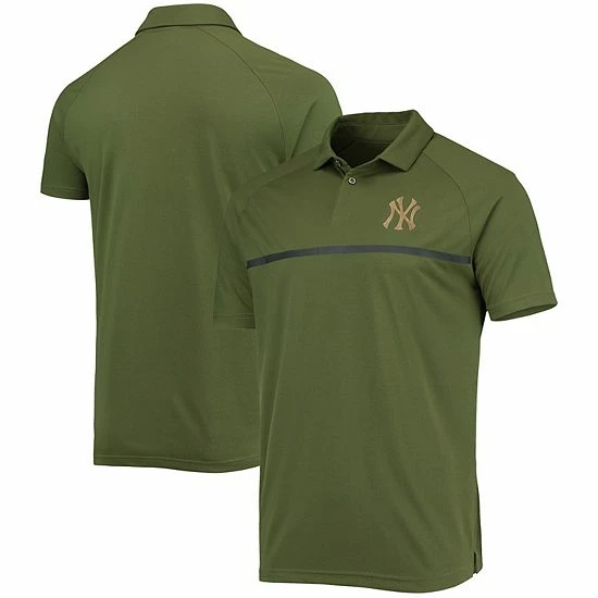 Best Sale 😀 Unbranded Men's Levelwear Olive New York Yankees Delta Sector Raglan Polo 🎁