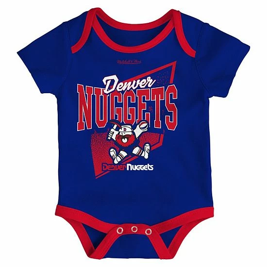 Cheap ✨ Unbranded Infant Mitchell & Ness Blue/Red Denver Nuggets Hardwood Classics Bodysuits & Cuffed Knit Hat Set ❤️ - Image 4