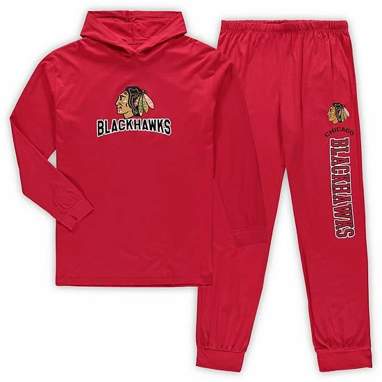 Coupon 🧨 Unbranded Men's Concepts Sport Red Chicago Blackhawks Big & Tall Pullover Hoodie & Joggers Sleep Set ⭐ - Image 2