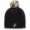 Best Sale 😀 Unbranded 👩 Women's '47 Black San Antonio Spurs Serengeti Knit Beanie With Pom 👏