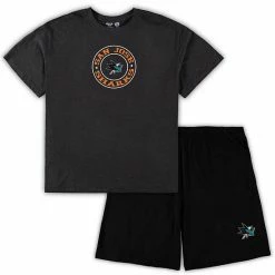 Budget 😍 Unbranded Men's Concepts Sport Black/Heathered Charcoal San Jose Sharks Big & Tall T-Shirt & Shorts Sleep Set ⌛