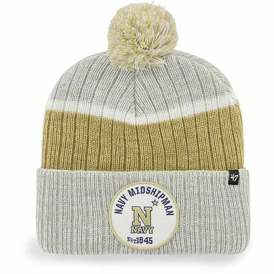 Cheapest ๐งจ Unbranded Men's '47 Gray Navy Midshipmen Holcomb Cuffed Knit Hat With Pom ๐