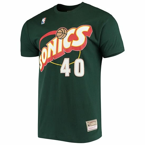 Best Sale 🔥 Unbranded Men's Mitchell & Ness Shawn Kemp Green Seattle SuperSonics Hardwood Classics Stitch Name & Number T-Shirt 🎉 - Image 3