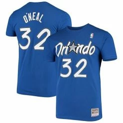 Buy ⭐ Unbranded Men's Mitchell & Ness Shaquille O'Neal Blue Orlando Magic Hardwood Classics Stitch Name & Number T-Shirt ⭐